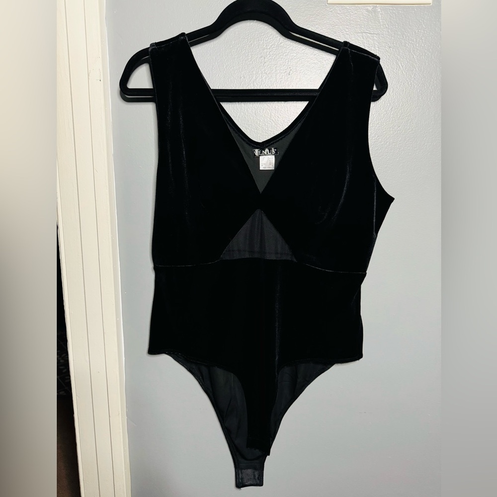 Venus velvet V neck body suit